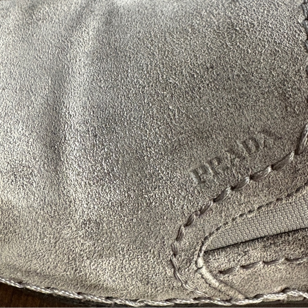 Prada Grey Suede Platform Espadrille Loafers Slip-On Shoes Size 37.5 US 7.5 - Picture 5 of 9